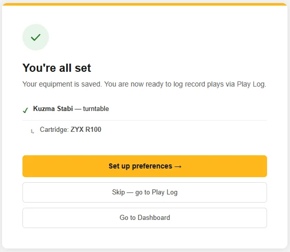 Setup wizard completion screen
